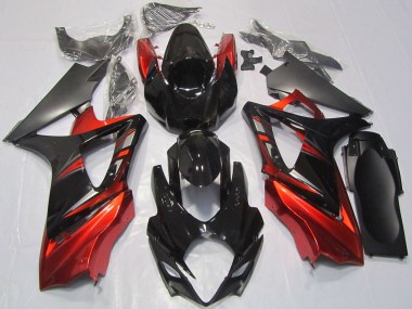 Beste Suzuki GSXR 1000 Motorrad Verkleidung 2007-2008 - Glanzendes Schwarz Rot