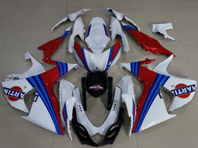 Beste Suzuki GSXR 1000 Motorrad Verkleidung 2009-2016 - Weiss Blau Rot Martini