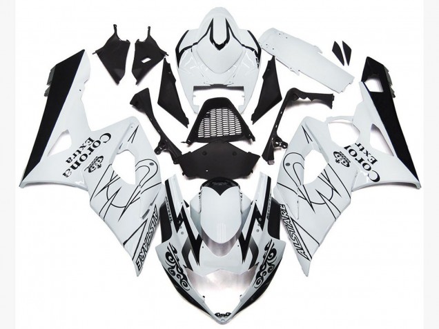 Beste Suzuki GSXR 1000 Motorrad Verkleidung 2005-2006 - Weiss Schwarz Corona OEM Stil