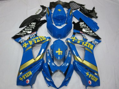 Beste Suzuki GSXR 1000 Motorrad Verkleidung 2007-2008 - Blau Gold Schwarz Rizla
