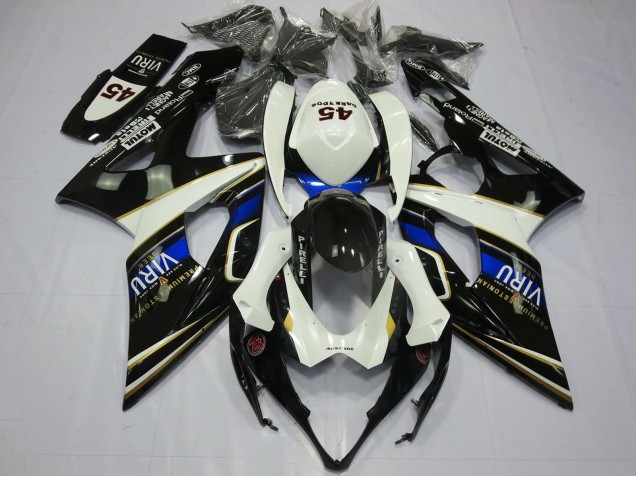 Beste Suzuki GSXR 1000 Motorrad Verkleidung 2005-2006 - Weiss Blau Schwarz Gelb Viru