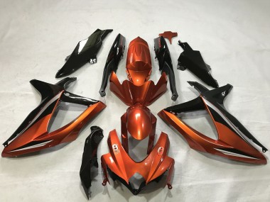 Beste Suzuki GSXR 600 / GSXR 750 Motorrad Verkleidung 2008-2010 - Burnt Orange Glanzendes Schwarz