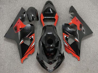 Beste Suzuki GSXR 600 / GSXR 750 Motorrad Verkleidung 2004-2005 - Glanzendes Schwarz Rot