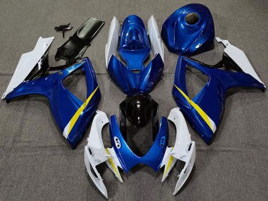 Beste Suzuki GSXR 600 / GSXR 750 Motorrad Verkleidung 2006-2007 - Weiss Blau Gelb Schwarz