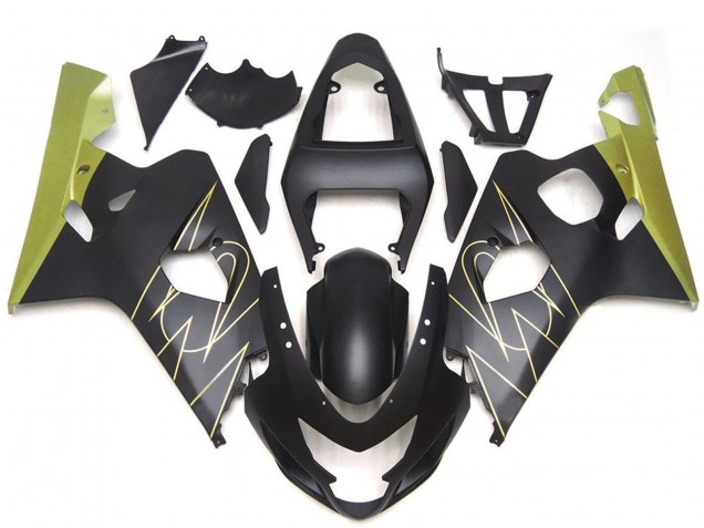 Beste Suzuki GSXR 600 / GSXR 750 Motorrad Verkleidung 2004-2005 - Matt Schwarz Gold Corona