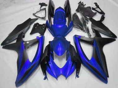 Beste Suzuki GSXR 600 / GSXR 750 Motorrad Verkleidung 2008-2010 - Blau Matt Schwarz