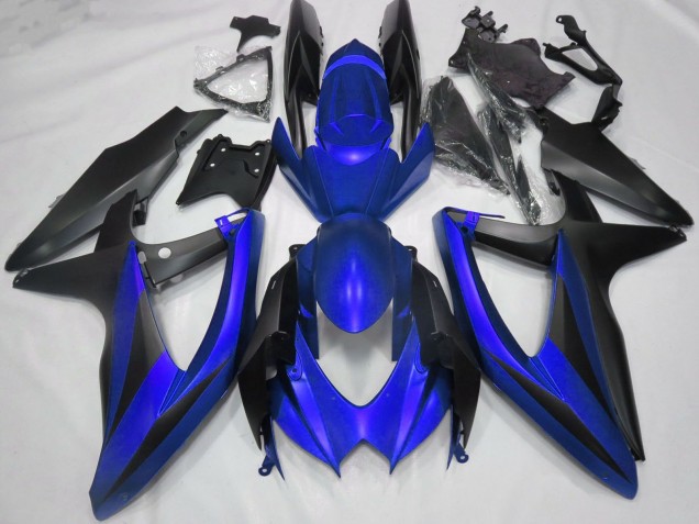 Beste Suzuki GSXR 600 / GSXR 750 Motorrad Verkleidung 2008-2010 - Blau Matt Schwarz
