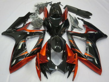Beste Suzuki GSXR 600 / GSXR 750 Motorrad Verkleidung 2006-2007 - Orange Glanzendes Schwarz