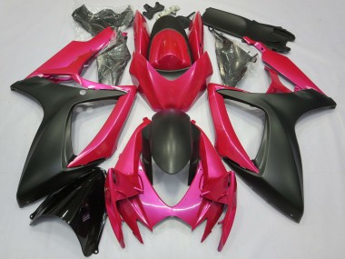 Beste Suzuki GSXR 600 / GSXR 750 Motorrad Verkleidung 2006-2007 - Rosa Matt Schwarz