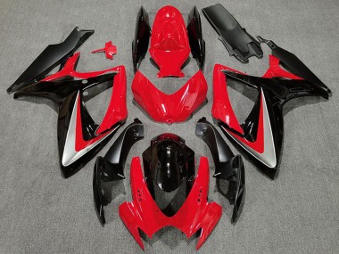 Beste Suzuki GSXR 600 / GSXR 750 Motorrad Verkleidung 2006-2007 - Rot Grau Glanzendes Schwarz OEM Stil