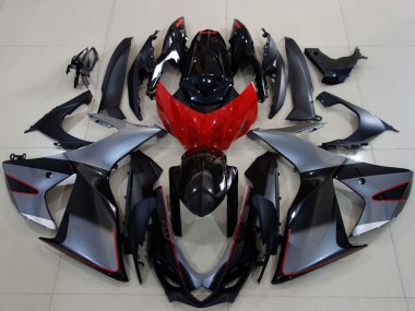 Beste Suzuki GSXR 600 / GSXR 750 Motorrad Verkleidung 2011-2024 - Grau Rot Glanzendes Schwarz