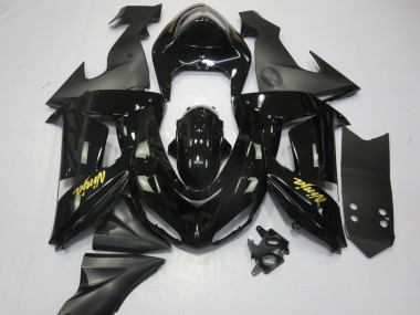 Beste Kawasaki ZX10R Motorrad Verkleidung 2006-2007 - Glanzendes Schwarz Matt Schwarz und Gold