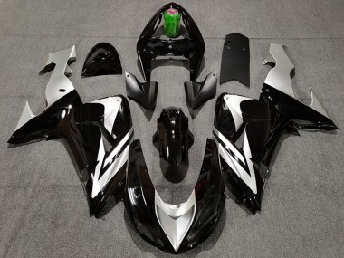 Beste Kawasaki ZX10R Motorrad Verkleidung 2006-2007 - Glanzendes Schwarz Silber