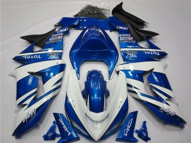 Beste Kawasaki ZX10R Motorrad Verkleidung 2006-2007 - Blau Weiss Schwarz