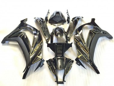 Beste Kawasaki ZX10R Motorrad Verkleidung 2011-2015 - Silber Glanzendes Schwarz Matt Schwarz Gold