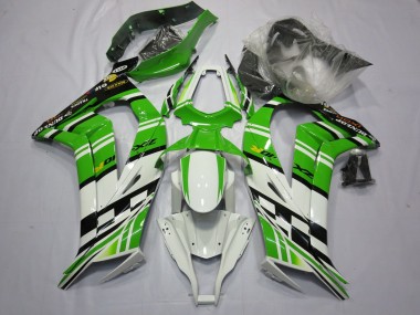 Beste Kawasaki ZX10R Motorrad Verkleidung 2011-2015 - Weiss Grun Gelb Schwarz Maxxis Dunlop