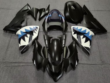 Beste Kawasaki ZX10R Motorrad Verkleidung 2004-2005 - Matt Schwarz und Hellblau Hai