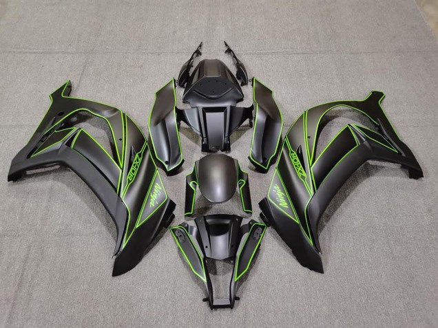 Beste Kawasaki ZX10R Motorrad Verkleidung 2011-2015 - Matt Schwarz Grun Linie