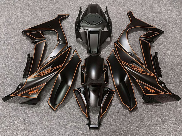 Beste Kawasaki ZX10R Motorrad Verkleidung 2011-2015 - Matt Schwarz Orange Linie