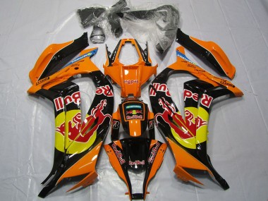 Beste Kawasaki ZX10R Motorrad Verkleidung 2011-2015 - Orange Gelb Glanzendes Schwarz Red Bull