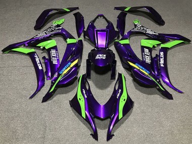 Beste Kawasaki ZX10R Motorrad Verkleidung 2016-2020 - Lila Grun Weiss Trick Star EVA Rennen