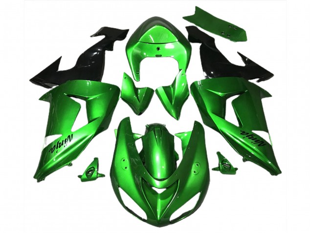 Beste Kawasaki ZX10R Motorrad Verkleidung 2006-2007 - Grun Glanzendes Schwarz