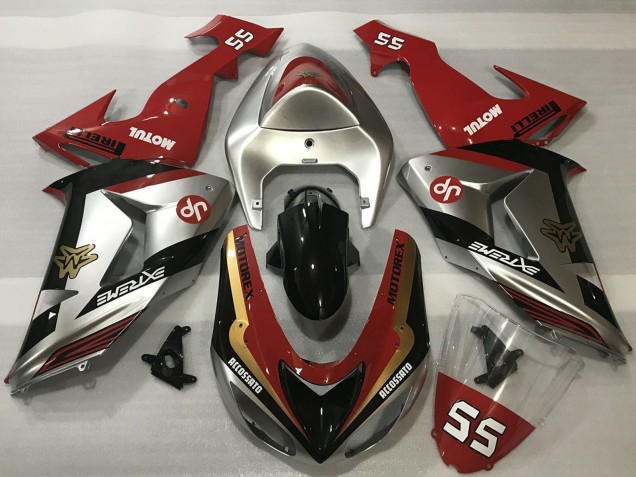 Beste Kawasaki ZX10R Motorrad Verkleidung 2006-2007 - Rot Silber Gold Schwarz
