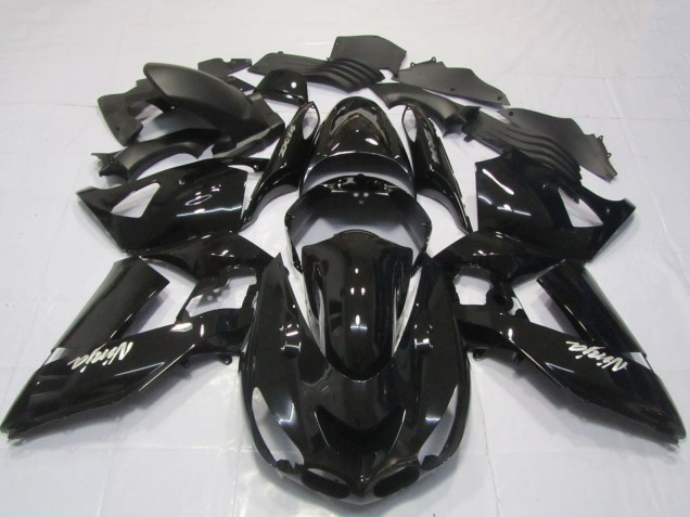 Beste Kawasaki ZX14R Motorrad Verkleidung 2006-2011 - Glanzendes Schwarz Weiss Ninja