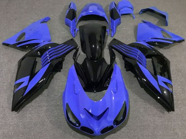 Beste Kawasaki ZX14R Motorrad Verkleidung 2006-2011 - Blau Glanzendes Schwarz