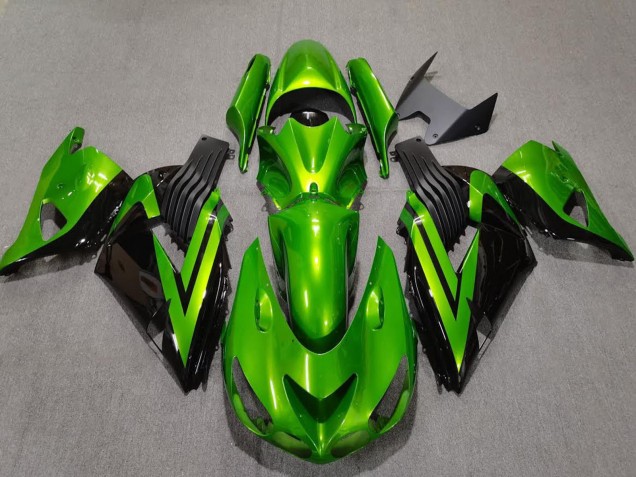 Beste Kawasaki ZX14R Motorrad Verkleidung 2006-2011 - Grun Glanzendes Schwarz