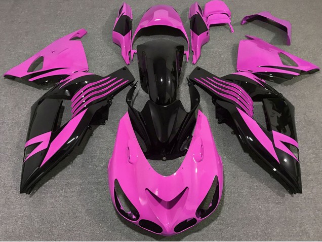 Beste Kawasaki ZX14R Motorrad Verkleidung 2006-2011 - Rosa Glanzendes Schwarz