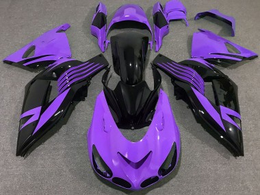 Beste Kawasaki ZX14R Motorrad Verkleidung 2006-2011 - Lila Glanzendes Schwarz