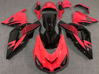 Beste Kawasaki ZX14R Motorrad Verkleidung 2006-2011 - Rot Glanzendes Schwarz