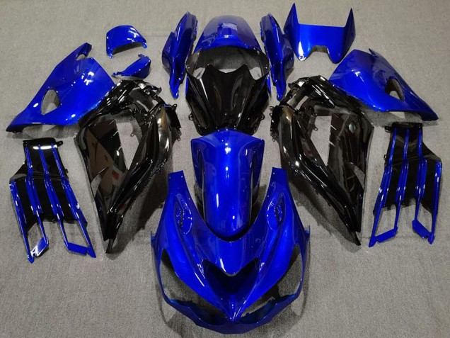 Beste Kawasaki ZX14R ZZR1400 Motorrad Verkleidung 2012-2024 - Blau Glanzendes Schwarz