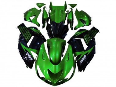 Beste Kawasaki ZX14R Motorrad Verkleidung 2006-2011 - Grun Glanzendes Schwarz Weiss Ninja