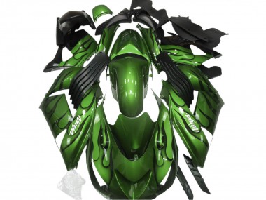 Beste Kawasaki ZX14R Motorrad Verkleidung 2006-2011 - Grun Schwarz Flamme