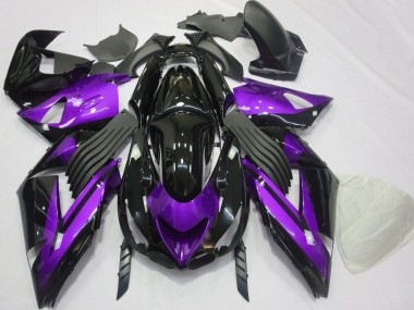 Beste Kawasaki ZX14R Motorrad Verkleidung 2006-2011 - Lila Glanzendes Schwarz