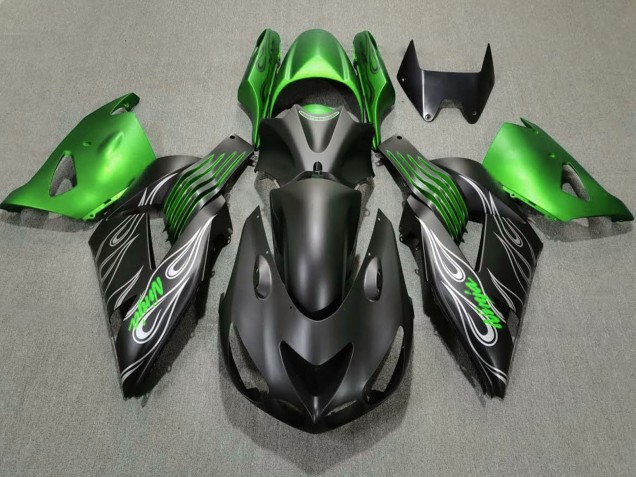 Beste Kawasaki ZX14R Motorrad Verkleidung 2006-2011 - Grun Matt Schwarz