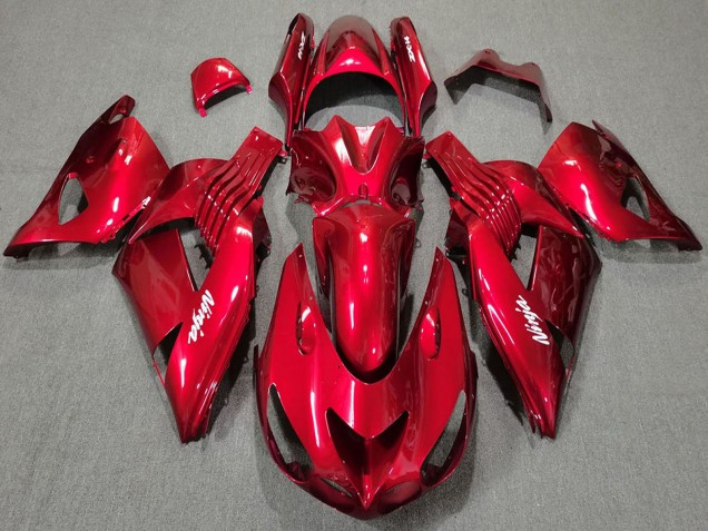 Beste Kawasaki ZX14R Motorrad Verkleidung 2006-2011 - Rot Weiss Ninja