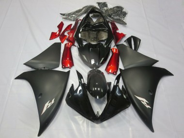 Beste Yamaha R1 Motorrad Verkleidung 2012-2014 - Glanzendes Schwarz Matt Schwarz Rot