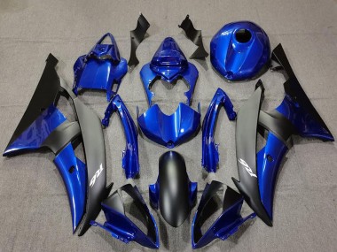Beste Yamaha R6 Motorrad Verkleidung 2008-2016 - Blau Matt Schwarz Weiss Aufkleber