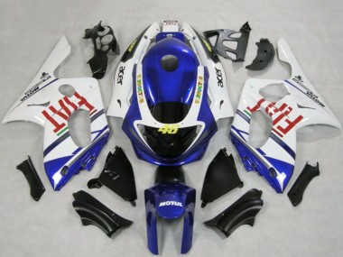 Beste Yamaha YZF600R Thundercat Motorrad Verkleidung 1996-2007 - Weiss Blau Fiat Motul
