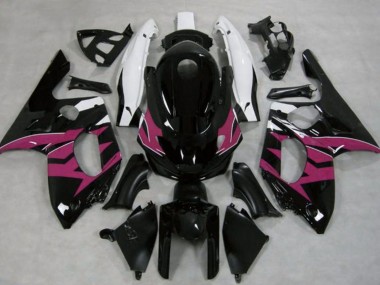 Beste Yamaha YZF600R Thundercat Motorrad Verkleidung 1996-2007 - Glanzendes Schwarz Dunkel Rosa Weiss