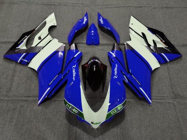 Beste Ducati 959 1299 Motorrad Verkleidung 2015-2020 - Blau Weiss Glanzendes Schwarz Unibat Flex-Box OEM Stil