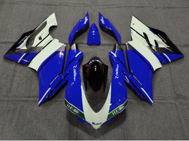 Beste Ducati 959 1299 Motorrad Verkleidung 2015-2020 - Blau Weiss Glanzendes Schwarz Unibat Flex-Box OEM Stil