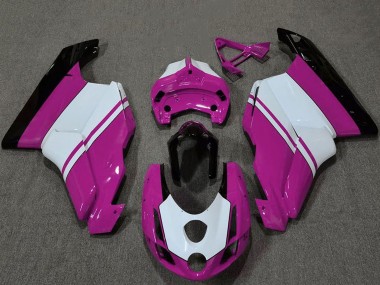 Beste Ducati 749 999 Motorrad Verkleidung 2003-2004 - Weiss Rosa Glanzendes Schwarz