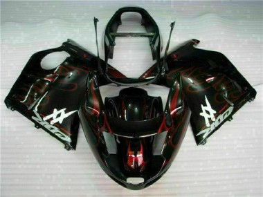 Beste Honda CBR1100XX Blackbird Motorrad Verkleidung 1996-2007 - Glanzendes Schwarz Rot Flamme