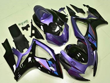 Beste Suzuki GSXR 600/750 Motorrad Verkleidung 2006-2007 - Lila Glanzendes Schwarz Blau