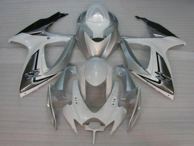 Beste Suzuki GSXR 600/750 Motorrad Verkleidung 2006-2007 - Weiss Silber