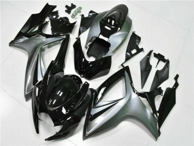 Beste Suzuki GSXR 600/750 Motorrad Verkleidung 2006-2007 - Silber Glanzendes Schwarz